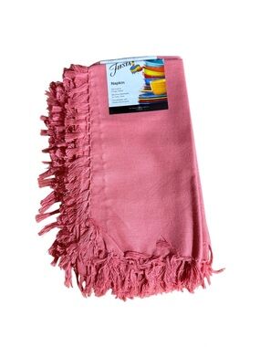 4 New Fiesta Fiestaware 100% Cotton Napkin with Fringe Flamingo Pink 19x19